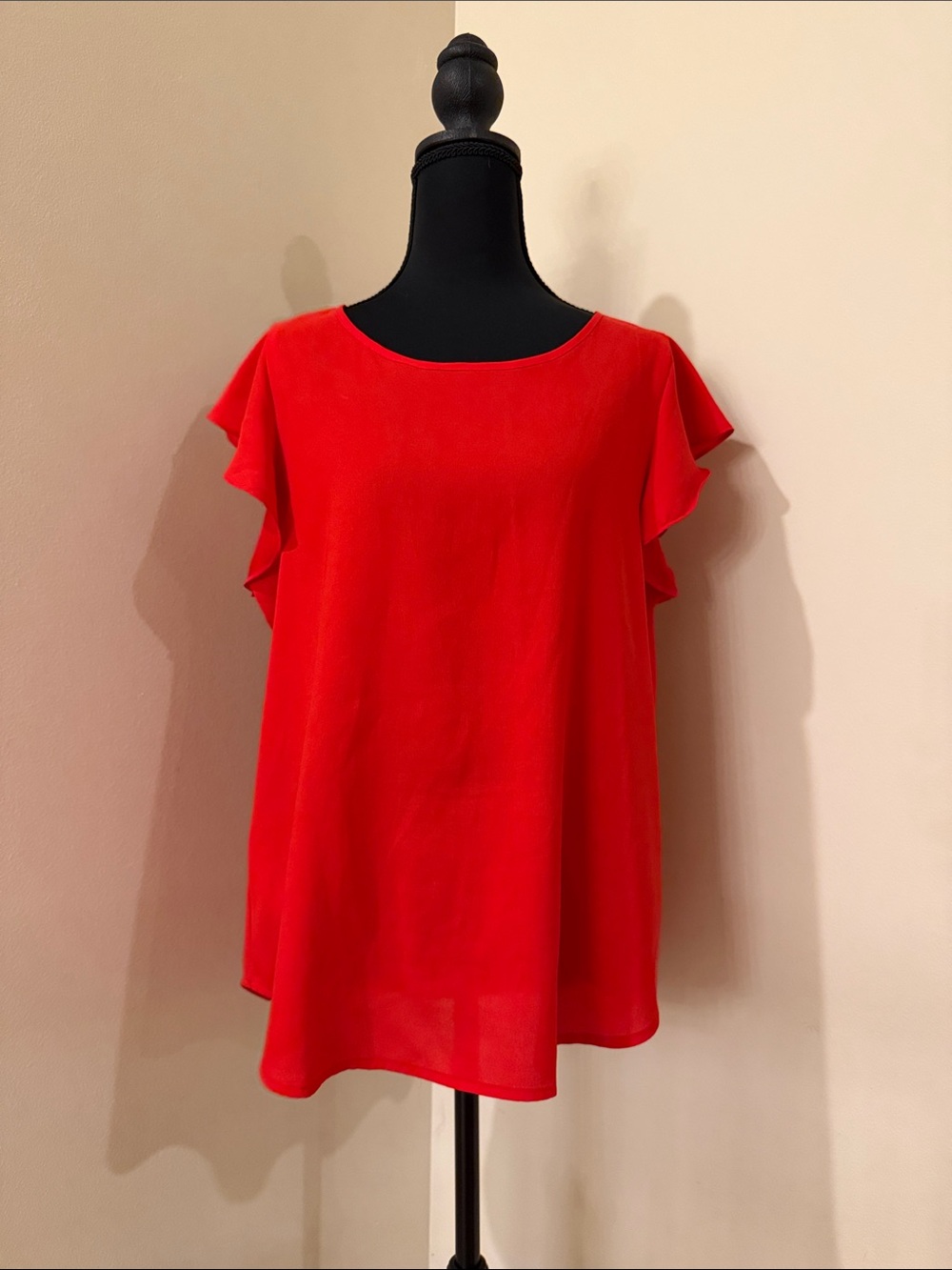LOFT Red Flutter Sleeve Blouse
